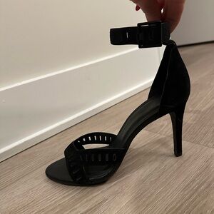 Joie strappy black suede heeled sandal, size 9.5